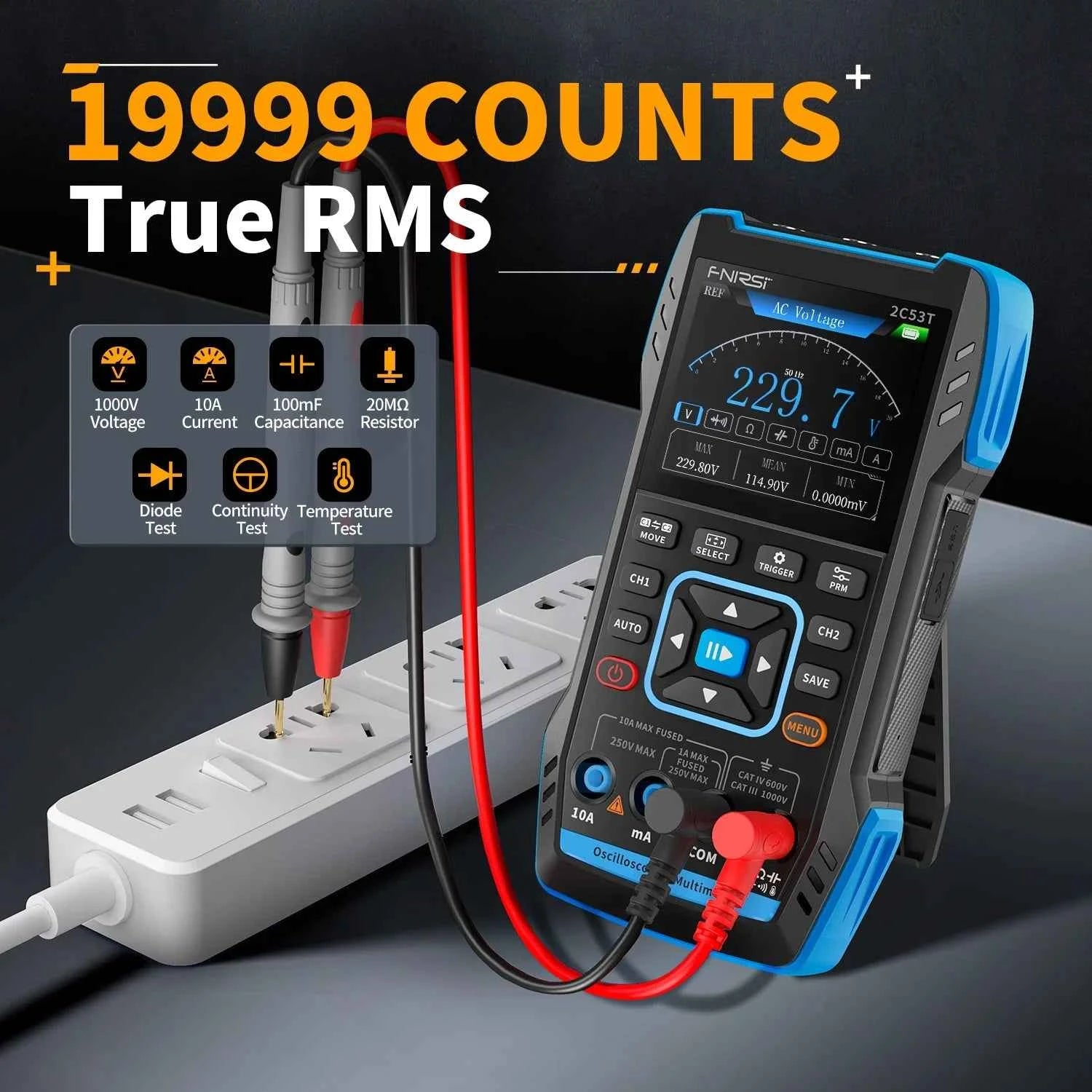 FNIRSI Handheld 50MHz Dual Channel Oscilloscope & Multimeter - 3-in-1 Automotive Signal Generator