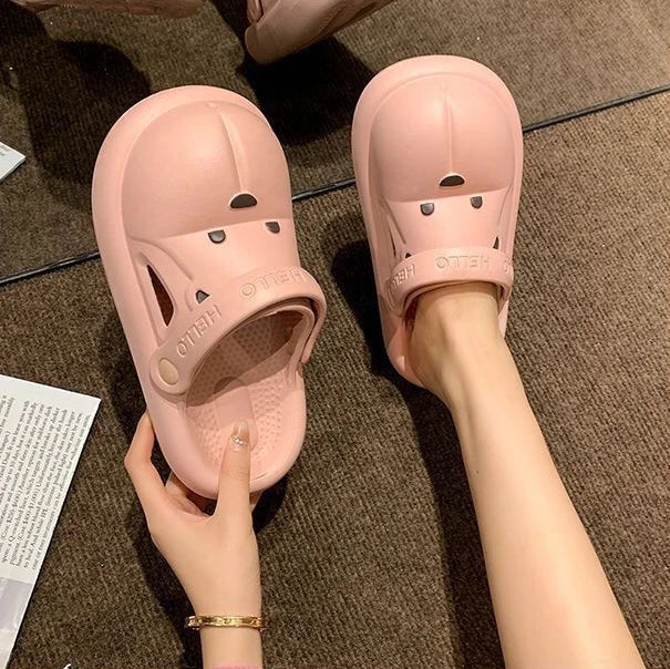 Shoes for Women 2025 Kawaii Cute Woman Slippers Round Toe Animal Cartoon Sandals Anime Slides Home Men Summer Mules House Indoor