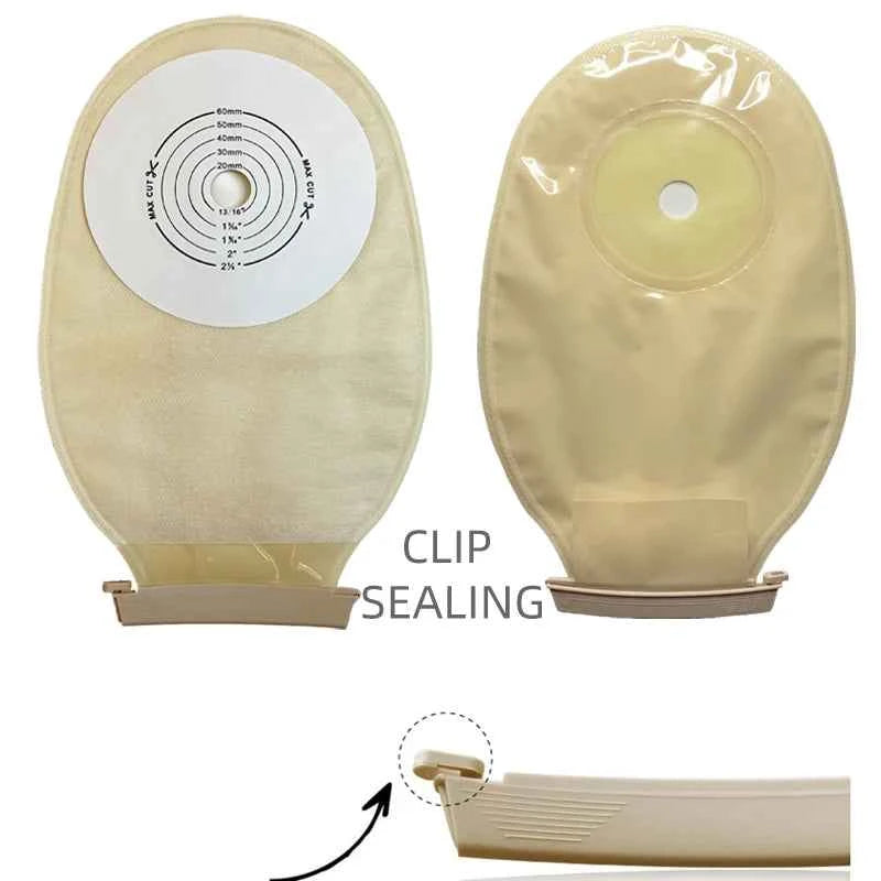 Colostomy Care Pro 30pcs Colostomy Bags for Adults - Cut-to-Fit One-Piece System with Clip Closure, 15-60mm