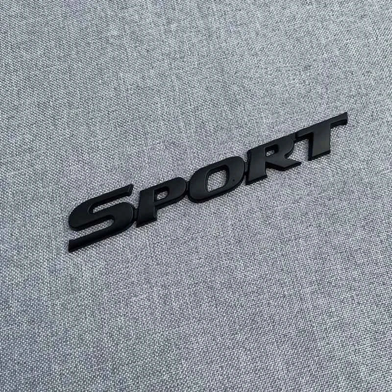 3D Metal Black Logo Sport Emblem Letters Sticker Car Front Grill Badge Trunk Decal For Sport Sticker Accessories