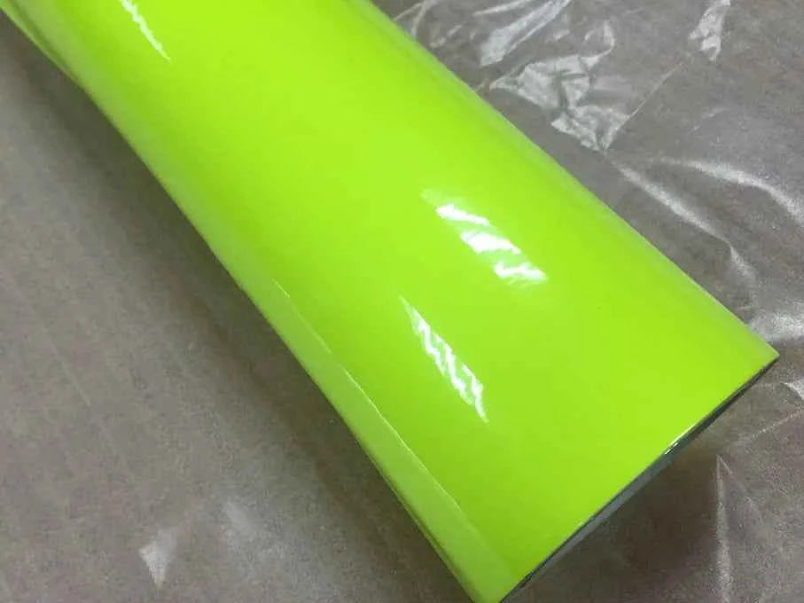 Premium Car Styling Glossy Fluorescent Yellow Vinyl Sticker Glossy Fluorescent yellow Vinyl Wrap Self Adhesive Sticker