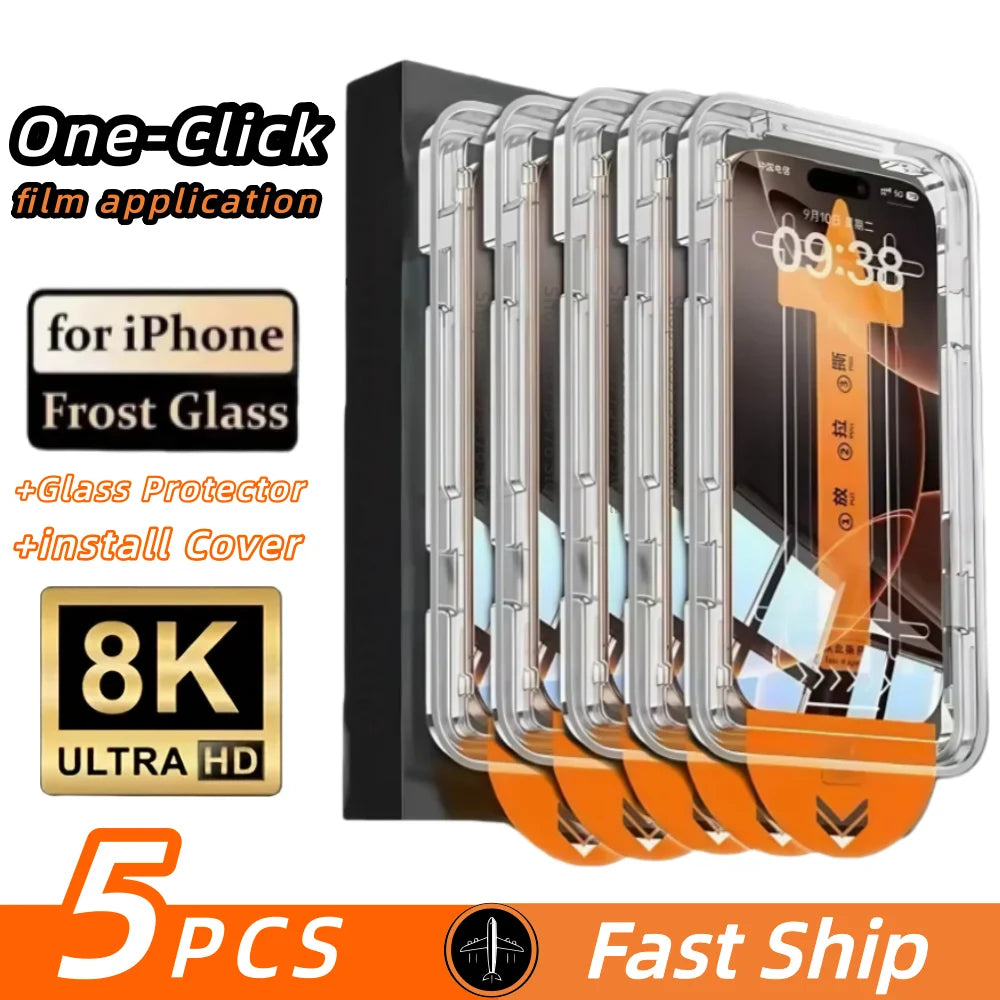 ShieldPro 5PCS Oleophobic Screen Protector - Dust-Free, Easy Install for iPhone 11, 12, 13, 15, 16 Pro Max, Mini, XS, XR, Plus