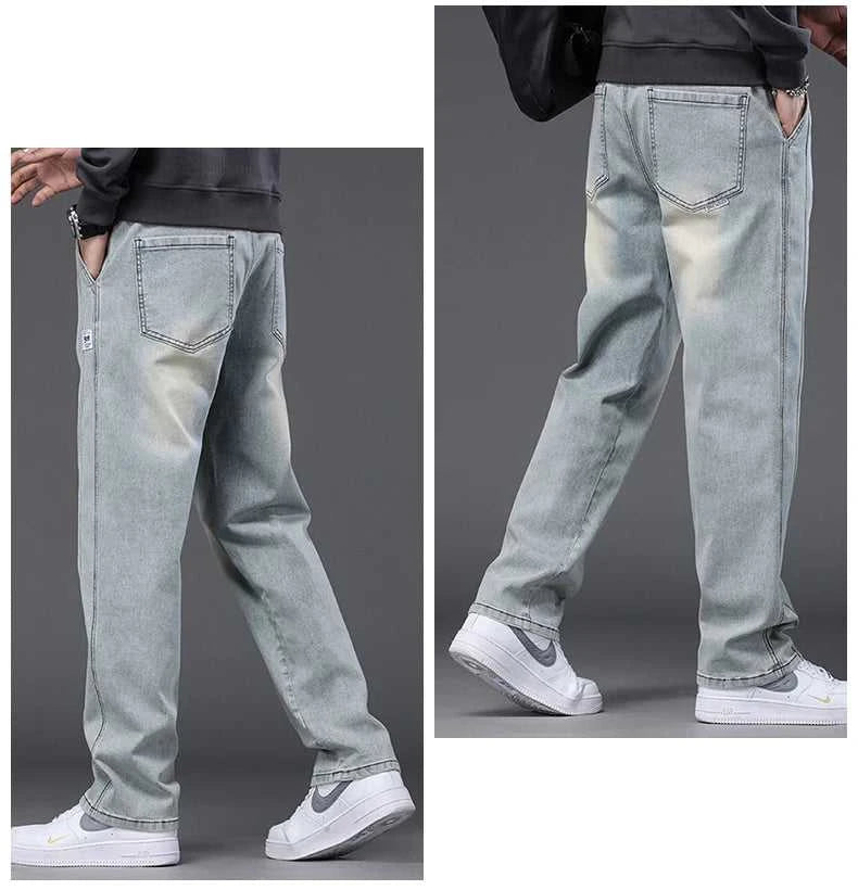 Autumn Winter Blue Jeans Men Drawstring Elastic Waist Cotton Cargo Denim Pants Work Fashion Thick Trousers Male Plus Size M-4XL The jack market .AU The jack market .AU Men Fashion $ 48 14:193#Black;5:361386#M(27-28)