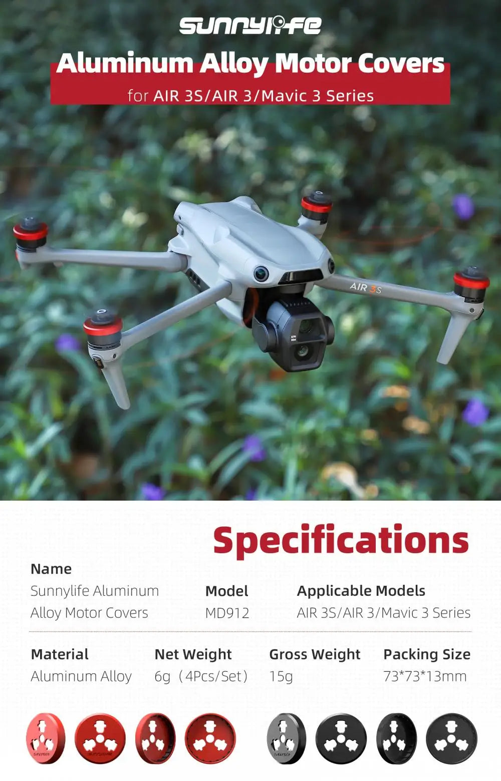 Motor Protective Cover for DJI Air 3S/Air 3/Mavic 3 Series Propeller Motor Protection Dust-proof Cover Drone Accessories