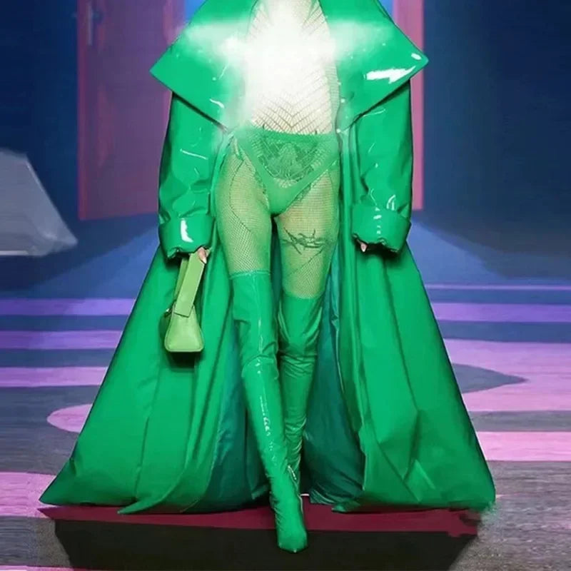 Women's Pointed Tiger Teeth Heel Knee High Elastic Boots Fashionable Over-the-Knee Super High Heel Banquet Show Shoes Autumn Winter