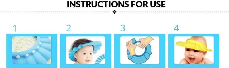 Adjustable Baby Bath Cap with Visor Hat - Waterproof Shower Protection Shampoo Splashguard Hair Wash Shield for Infants