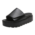 Rimocy Black PU Leather Platform Slippers Women Plus Size 43 Thick Soled Sandals Woman 2025 Summer Non-slip Slides Shoes Female
