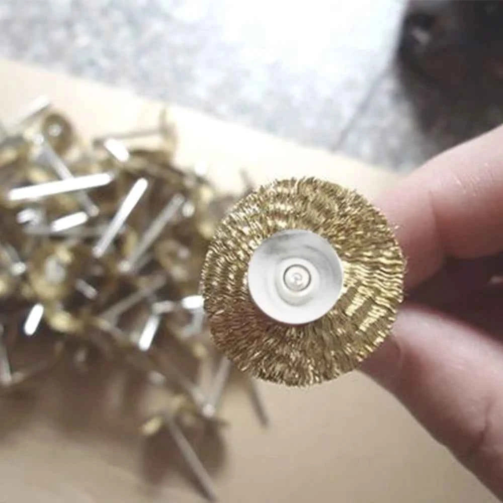 36/60Pcs Brass Brush Steel Wire Wheels Brushes Drill Rotary Tools Polishing Dremel Rotary Tools Metal Rust Removal Brush Set