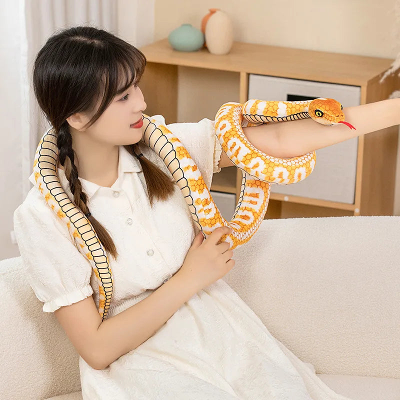 Realistic 190CM Rattlesnake Black Man Snake Bar Stuffed Plush Toys Funny Snake Doll Kids Mischievous Plush Dolls Festival Gifts