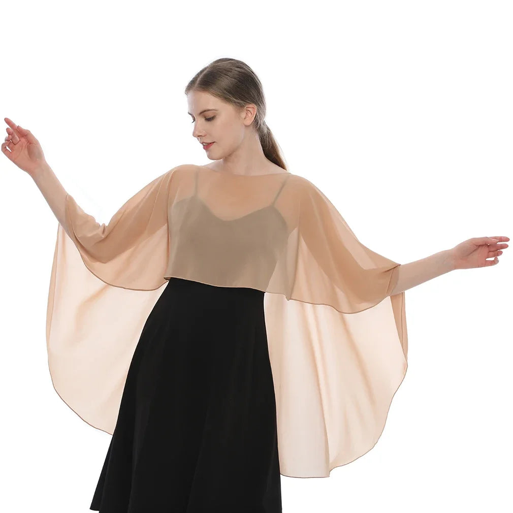 Women Chiffon Capes Shawl Ladies Evening Wedding Party Capes Shrug Ladies Bridal Lightweight Long Shawl and Wraps Dress Cover Up