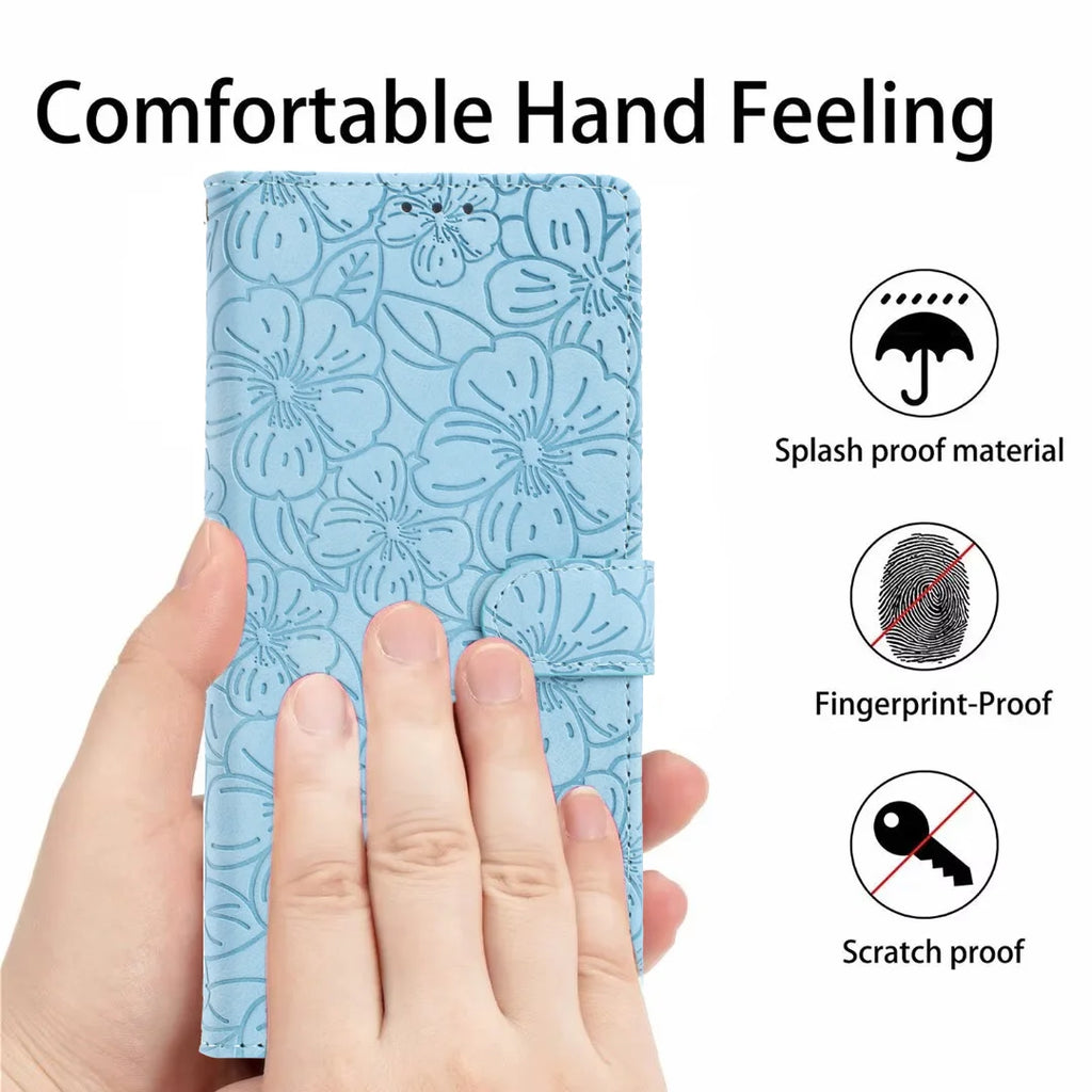 Edge Leather Flip Case for Motorola G73 G53 G13 G23 G62 G52 G32 G22 G31 G20 G41 - Cherry Blossom Design