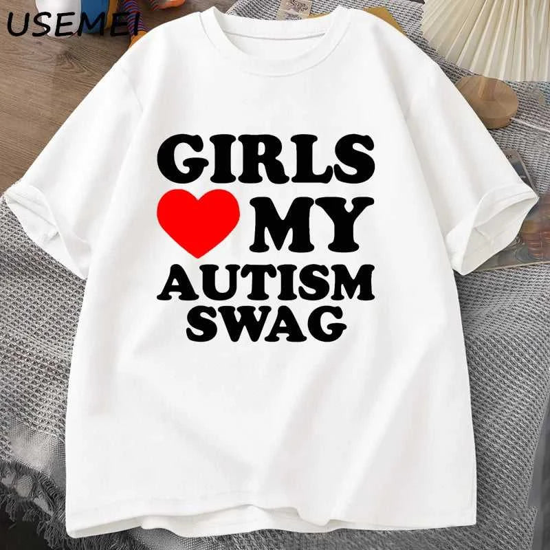 Girls Boys Love My Autism Swag T Shirt Women Men Funny Autistic Girls Awareness Idea T-Shirt Couple Lover Short Sleeve Tees The jack market .AU The jack market .AU Men Fashion $ 30 14:193;5:100014064