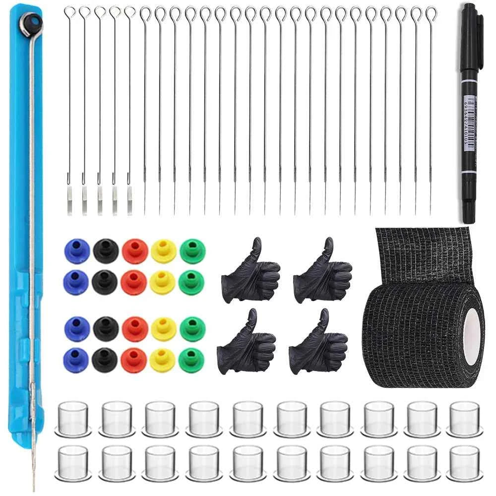 3D Hand Poke Tattoo Kit - Complete DIY Body Art Set with Needles, Ink Cups, Pigments & Bandages for Beginners