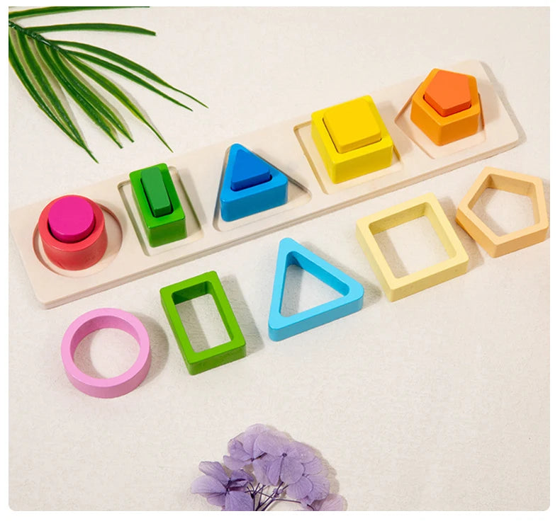Montessori  Wooden Color Shape Cognitive Classification Matching Puzzle Children's Magnetic Fishing Learning Educational Toys