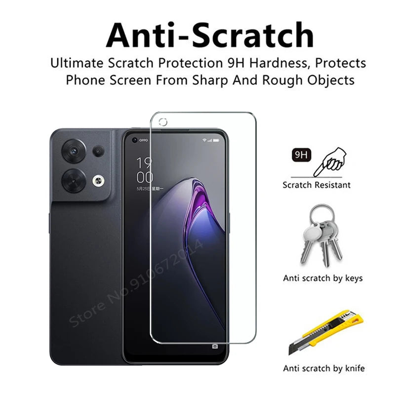OPPO GlassGuard 4-Pack Tempered Glass Screen Protectors - Full Coverage for OPPO Reno 8 Series & Find X5/X3 Lite