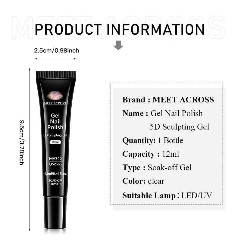 1/2/3pcs 12ml 5D Sculpting Gel Polish Nail Art Modeling Gel Waterproof Sculpting gel Nail Art 3D Design Gel for Carvings & Shape