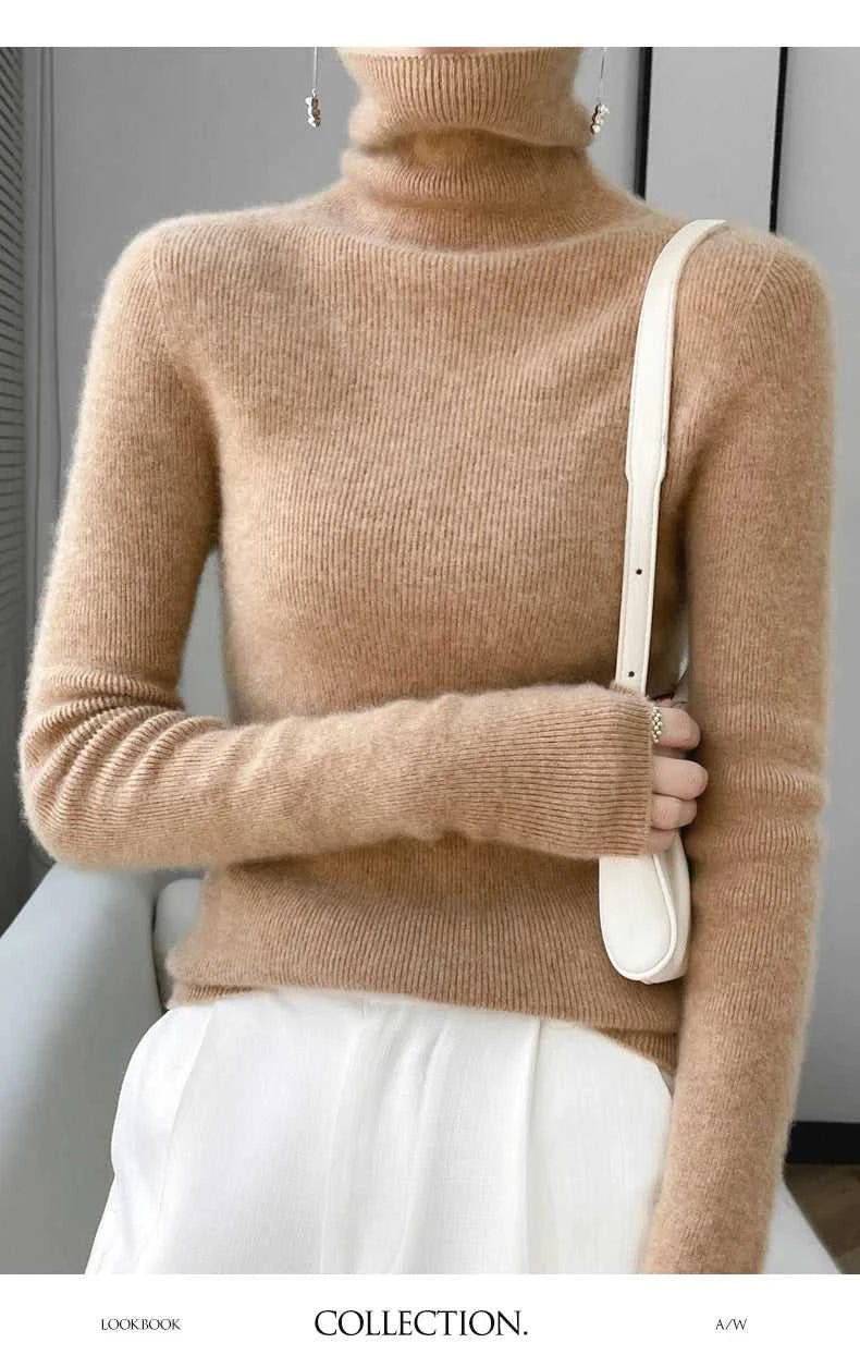 100% Merino Wool Long-sleeved Turtleneck Pullover Women's Autumn Winter Slim Sweater Basic Women's Clothes Cashmere Sweater The jack market .AU The jack market .AU Woman Fashion $ 75 14:1052#black;200007763:201336100;5:4182