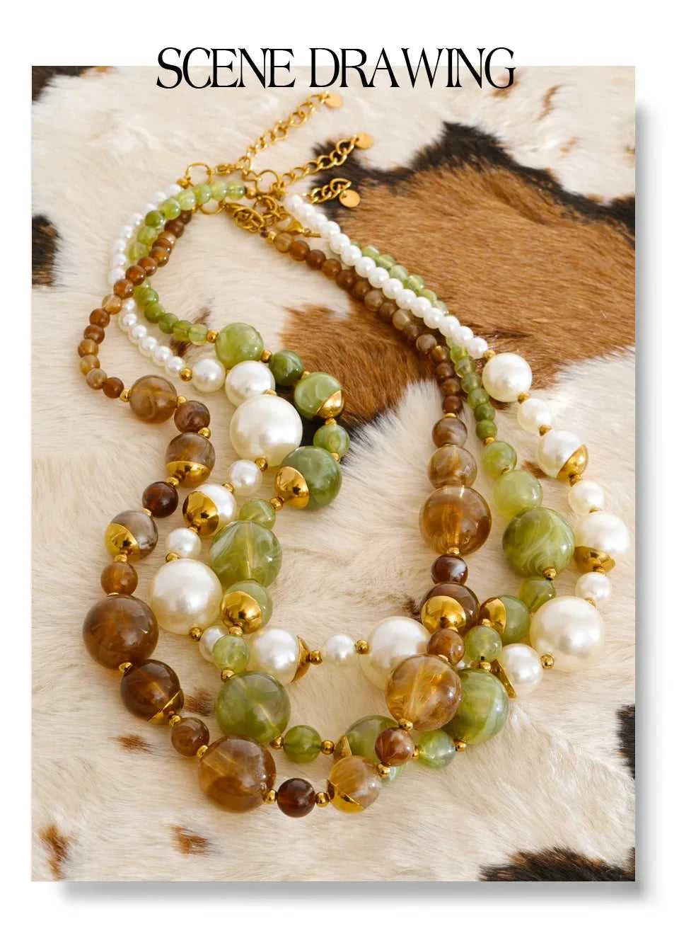 Yhpup New Arrivals Simulated Pearls Resin Acrylic Round Beads Chain Handmade Necklace Stainless Steel Trendy Jewelry Waterproof The jack market .AU The jack market .AU $ 54 200001034:2604813136#YH6980A Amber