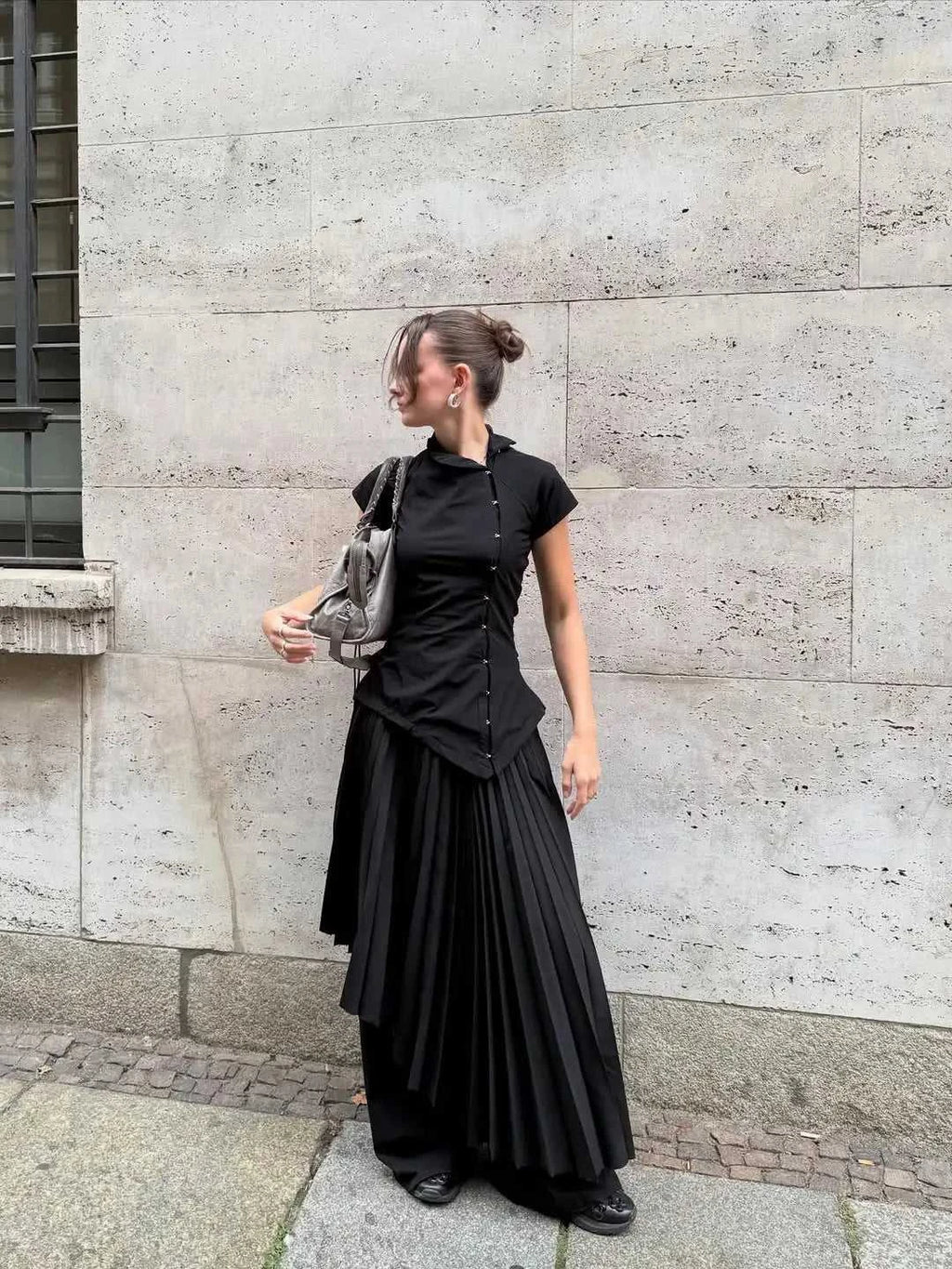 Women Vintage Black Irregular Buttons Top Fashion Solid Lapel Short Sleeve Slim Cropped Blouse 2026 Lady Daily Street Y2k Tops The jack market .AU The jack market .AU Woman Fashion $ 82 14:771#Picture Color;5:361386