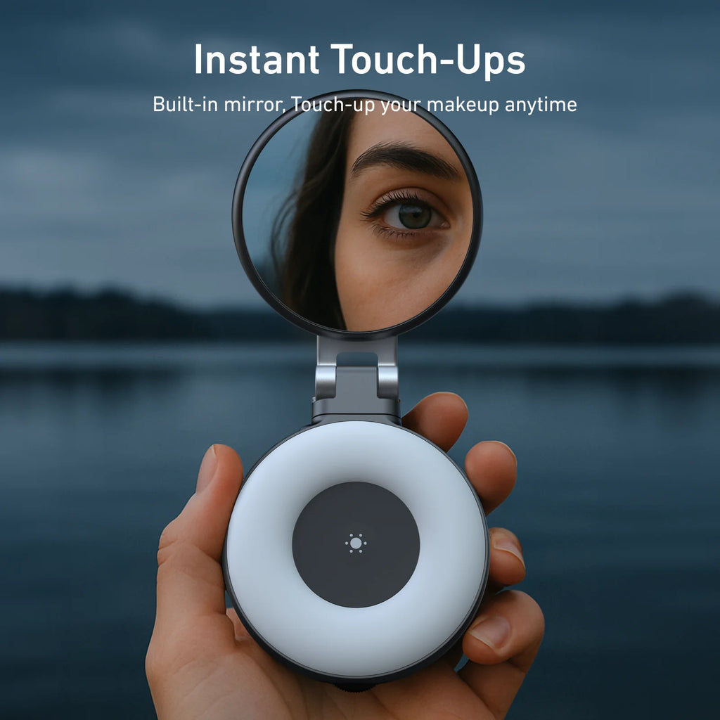 TELESIN Magnetic Fill Light Mini Selfie Light 3 Modes Adjustable Brightness with iPhone Magsafe 360° LED Selfie Ring Fill Light