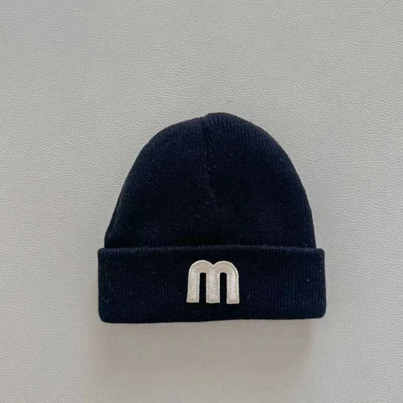 Autumn Winter Baby Knitted Hat Solid Color P Letter Infant Boy Girl Beanie Cap Casual Warm Toddler Crochet Bonnet Hat