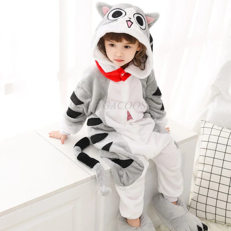 Boy Girl Kigurumi Pajama Sets Panda Unicorn Pajamas For Women Pijimas Cat Onesie Adult Animal Sleepwear Winter Warm Pyjamas Kids