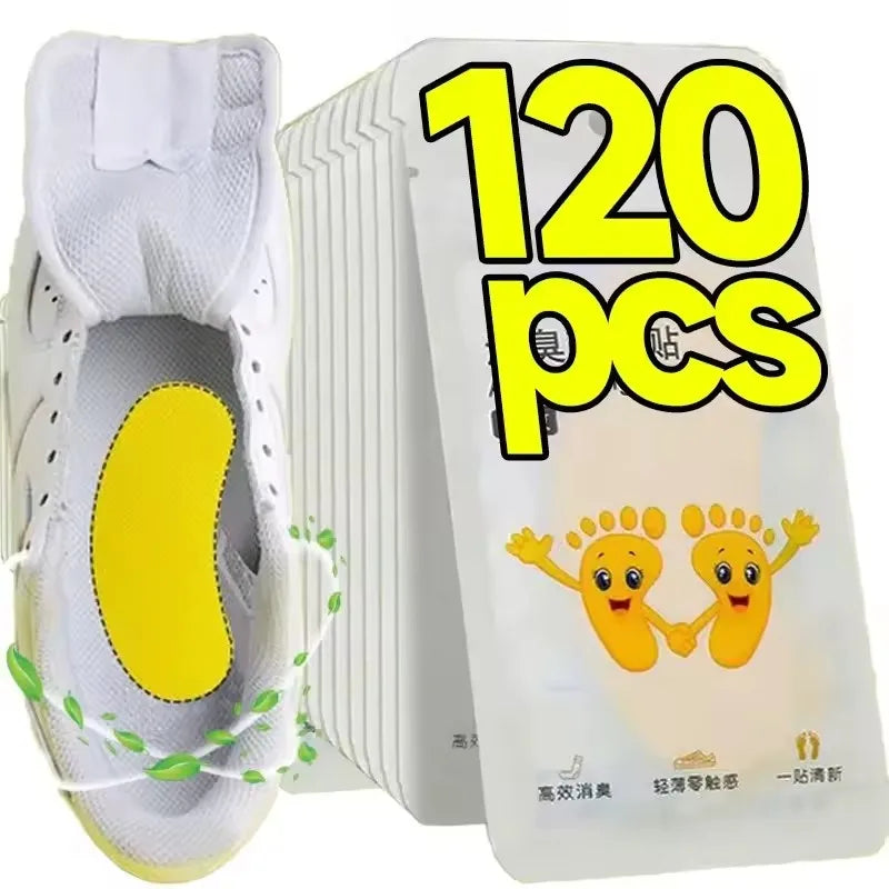 12/120Pcs Shoes Deodorant Sticker Deodorant Foot Odor Sneaker Smell Fresh Fruity Aroma Insole Sterilization Sticker Wholesale