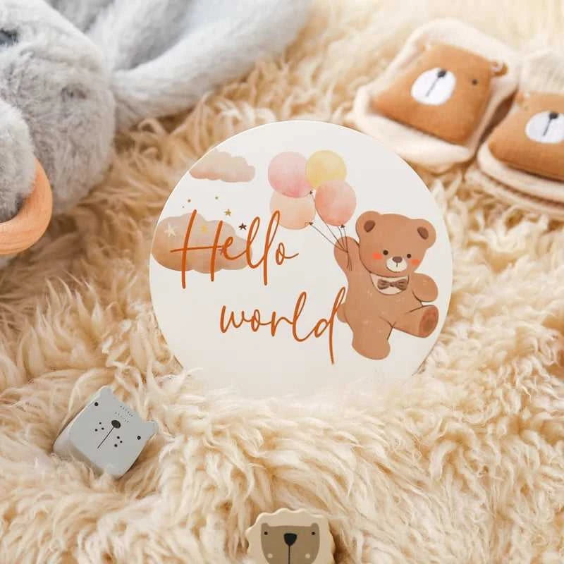 Baby Bear Milestone Number Monthly Memorial Cards Newborn Birthday Gifts Souvenir Newborn Birth Photo Photography Accessories