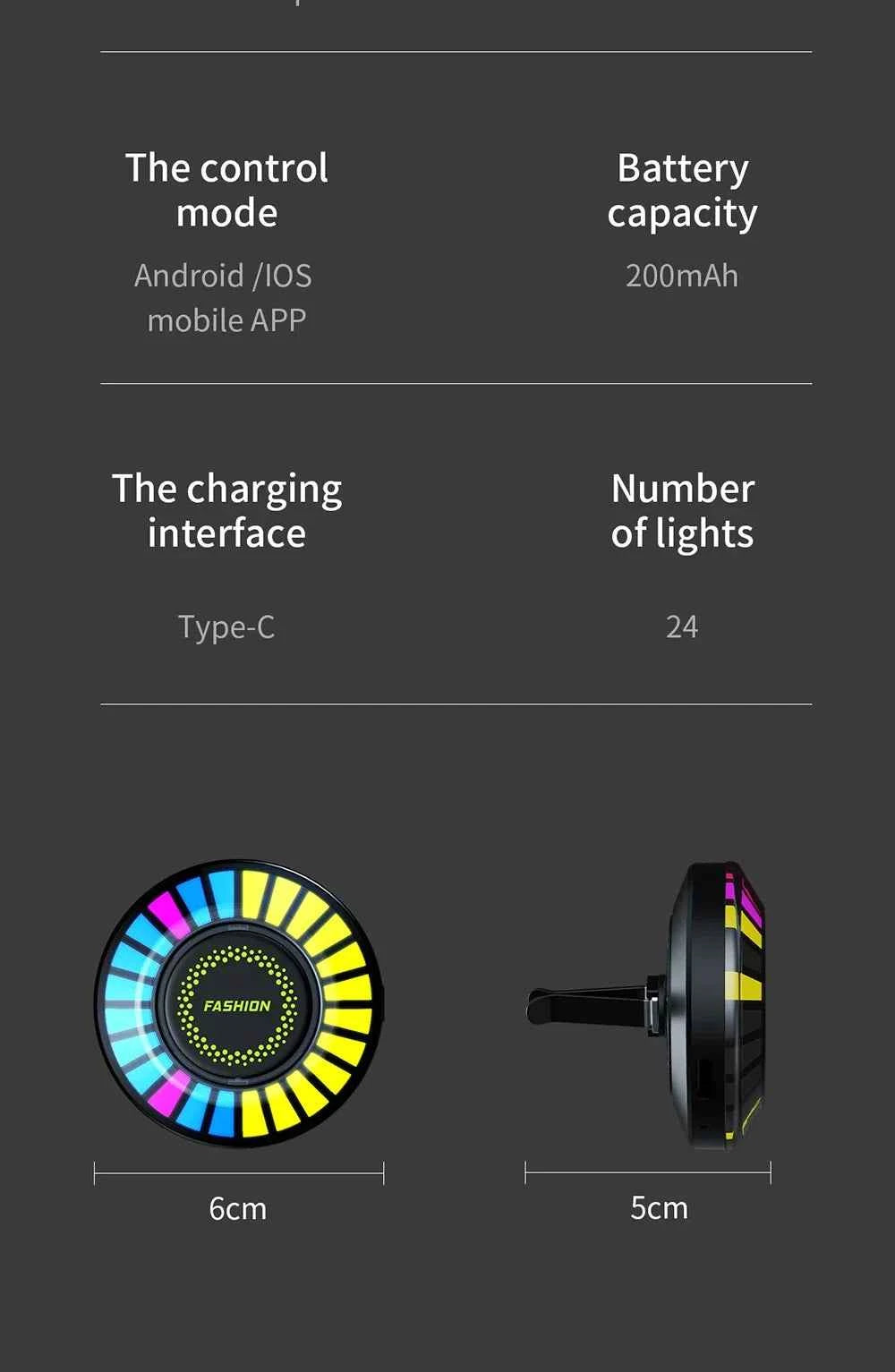 Car Music Rhythm Lamp Air Freshener RGB LED Strip Sound Control Voice Rhythm Atmosphere Light  256 Colors Option App Control