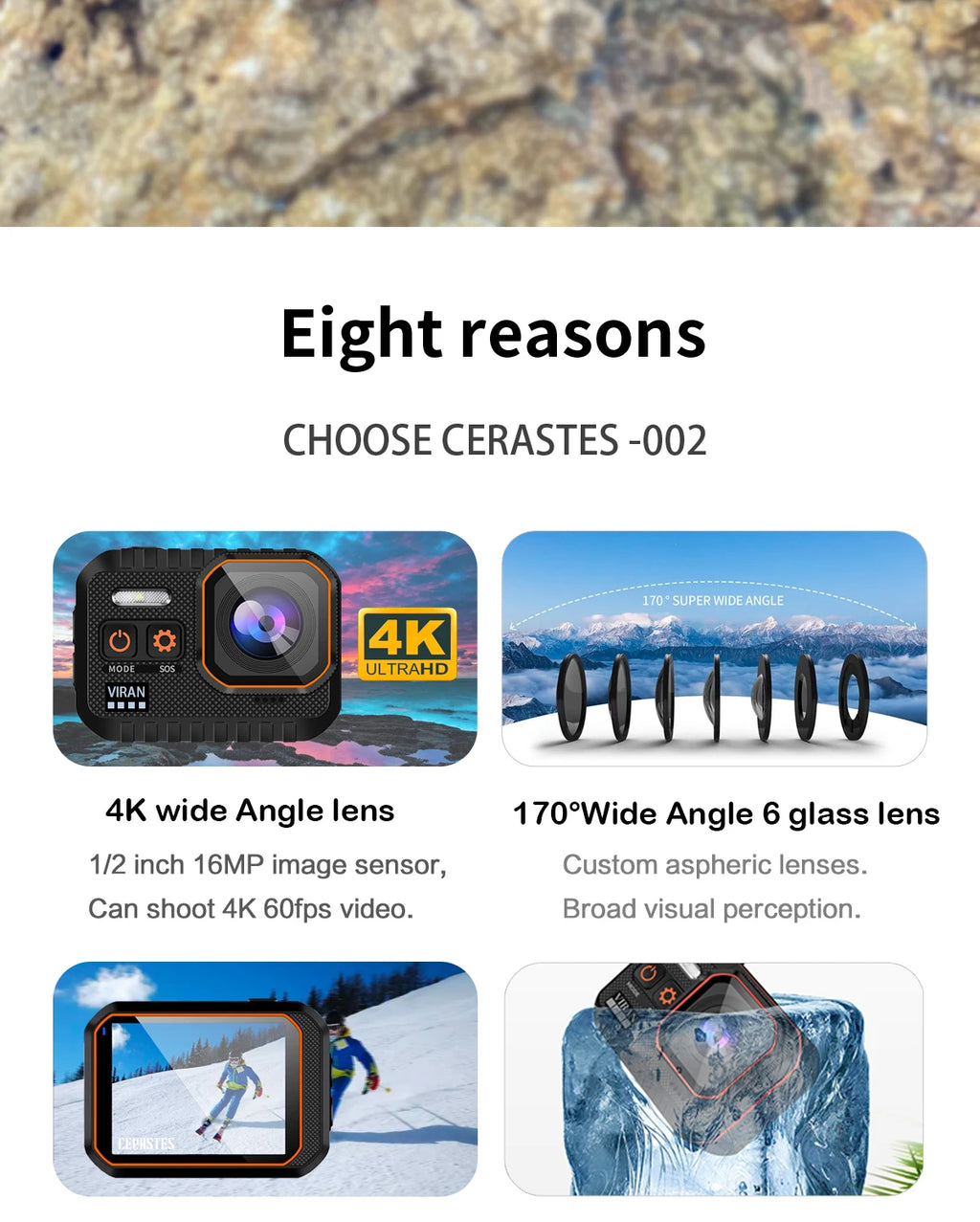 Action Camera 4K60FPS WiFi Anti-shake Action Camera With Remote Control Screen Waterproof Sport Camera drive recorder