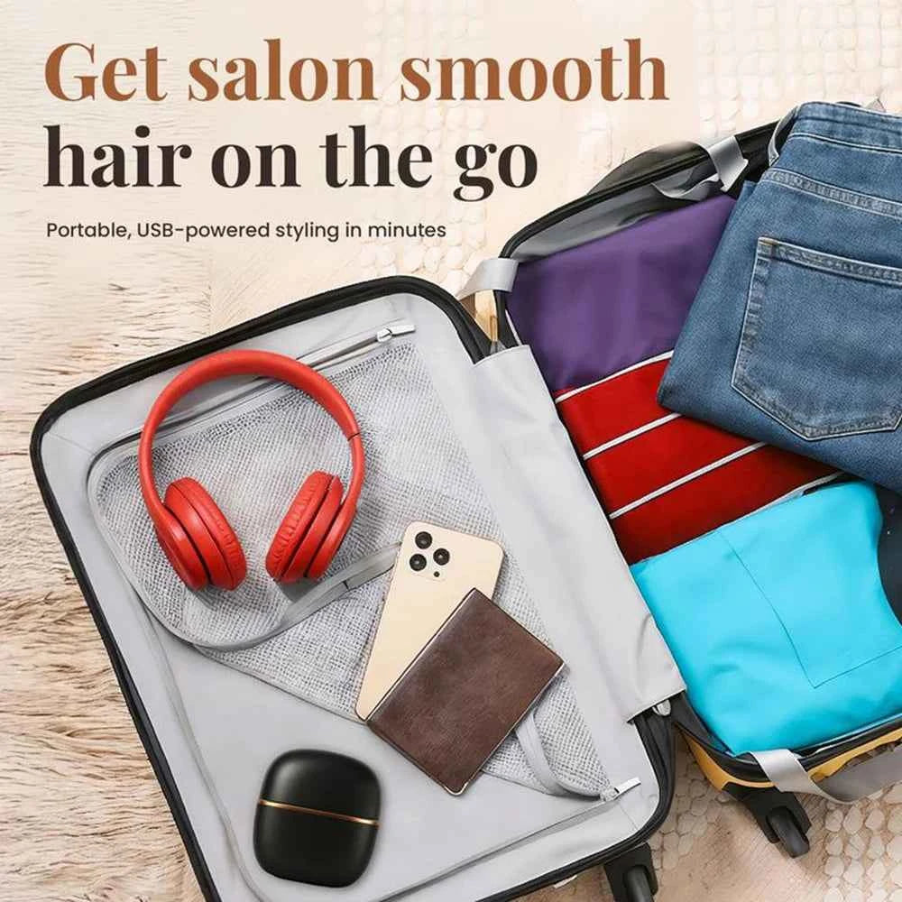 New Wireless Straightening Comb Portable USB Charging Hair Straightener Brush Heating Plates Comb for Smooth Styling Hair Styler