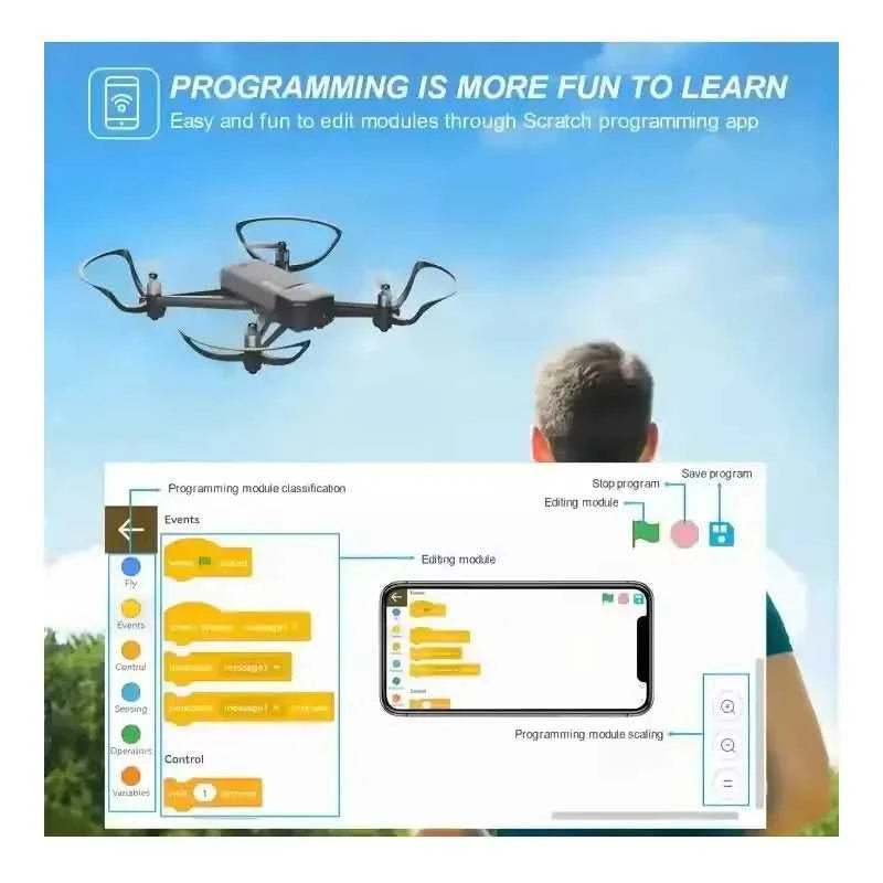 G149 Educational Programming/Infrared Obstacle Avoidance Drone VS Tello EDU Drone + 720P Camera & Scratch Programming Language The jack market .AU The jack market .AU Drones $ 202 14:193#2B