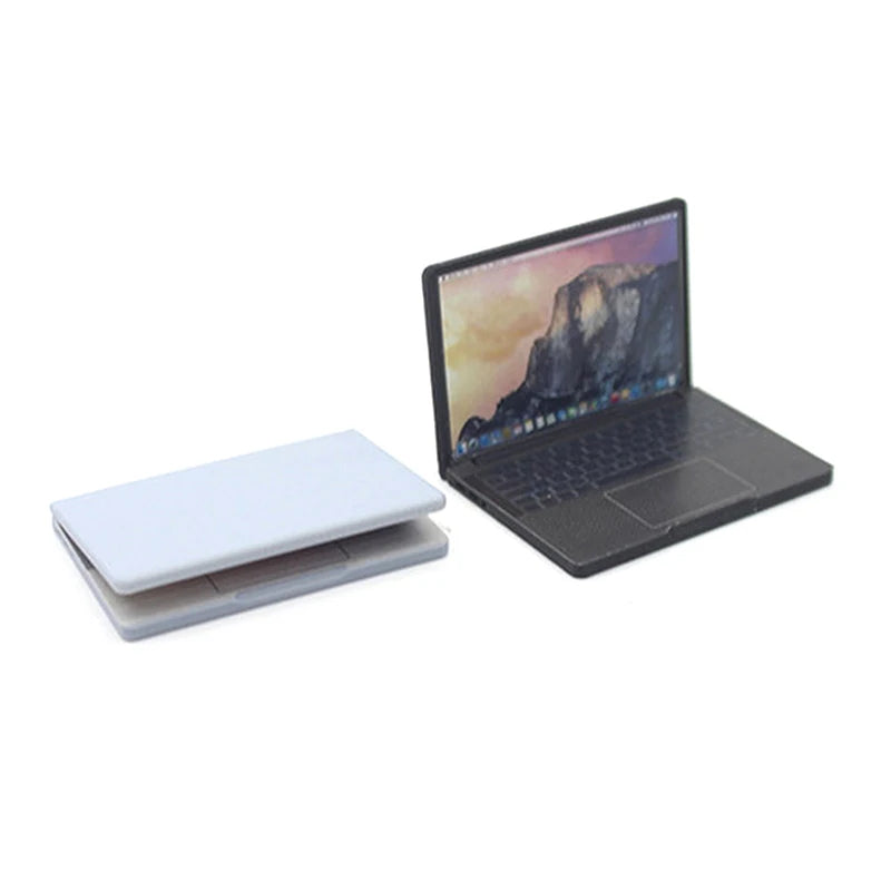Cute Simulation 1:12 Mini Laptop Computer Dollhouse Miniature Alloy Crafts Dollhouse Decoration For Doll House DIY Accessories