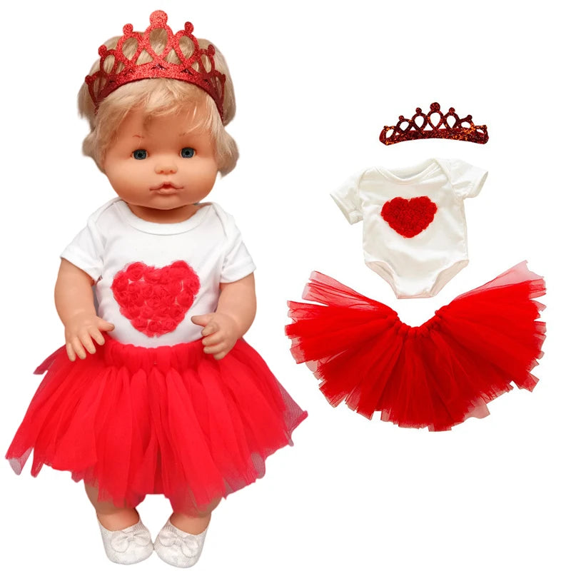 Nenuco 17-Inch Baby Doll Dress - Festive Christmas Tree Design with Red & Green Skirt for 40cm Dolls