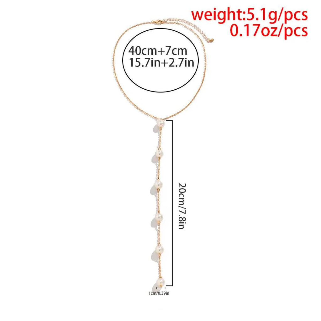 IngeSight.Z Simple Long Imitation Pearls Back Necklace For Women Sexy Tassel Harness Bikini Chest Chain Body Jewelry Mujer The jack market .AU The jack market .AU Jewellery & Chains $ 48 200001034:203027829#JS05178