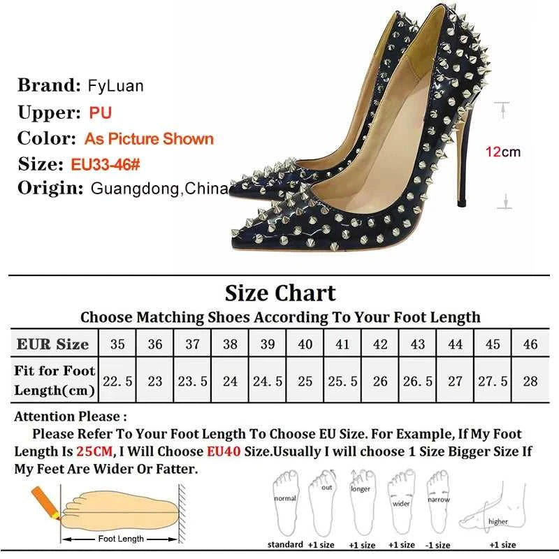 Super Thin Heel 8 10 12CM Sexy All Spikes Rivets Women Pumps Pointed Toe Super High Heels Party Nightclub Fashion Shoes Size 46 The jack market .AU The jack market .AU Step Up Your Style: Trendy Shoes for Every Occasion! $ 117 14:173#As Picture Shown;200000124:100010483