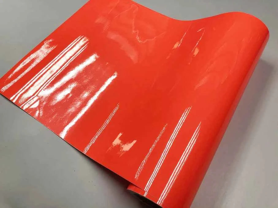 Premium Car Styling Glossy Fluorescent Yellow Vinyl Sticker Glossy Fluorescent yellow Vinyl Wrap Self Adhesive Sticker