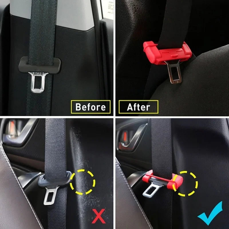 1pc Car'S Mounted Silicone Seat Belt Buckle Protective Cover Safety Belt Protective Strips Collision Avoidance Interior Supplies