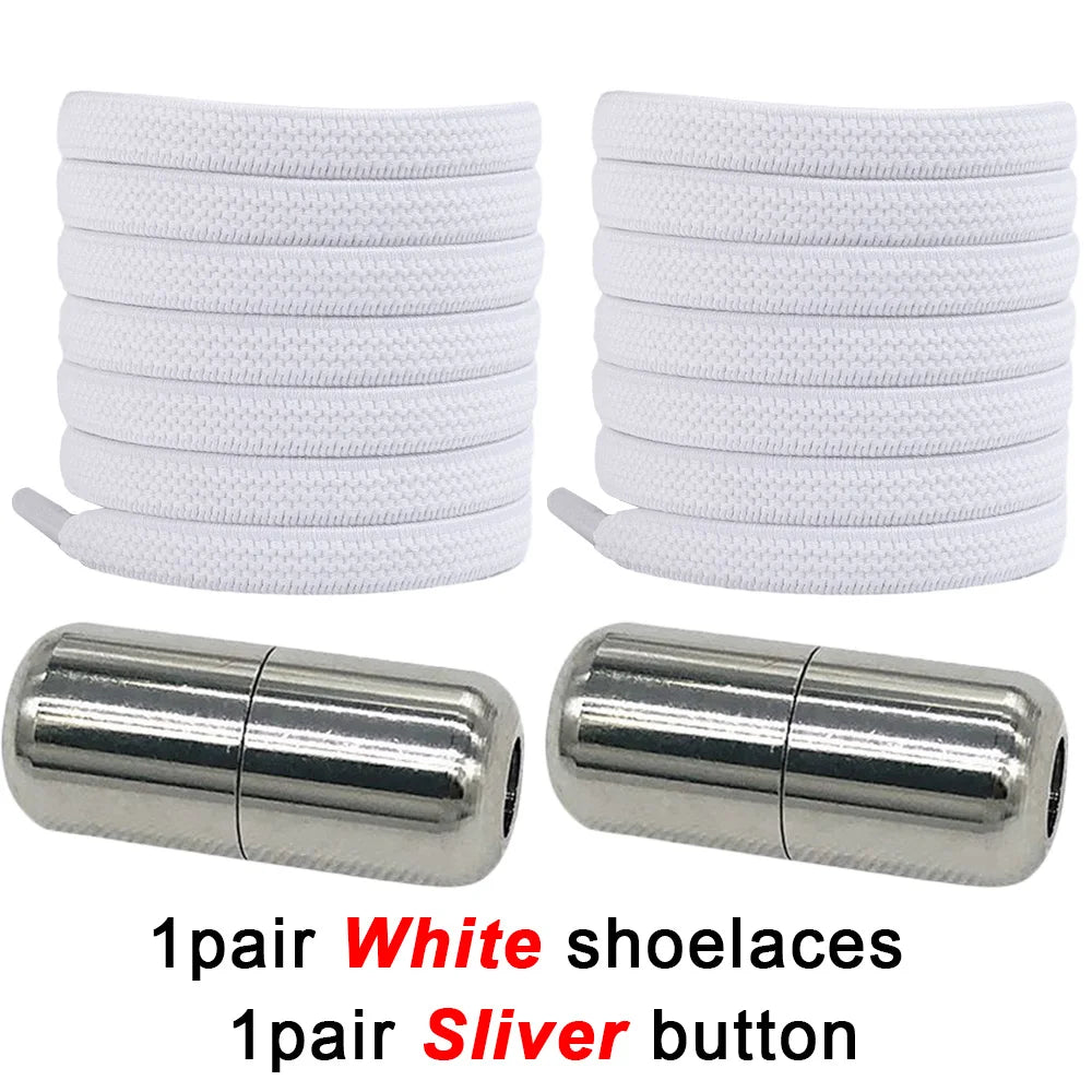 No Tie Shoe Laces Metal Capsule Lock Elastic Laces Sneakers Flat Shoelaces Without Ties Kids Adult Quick Shoes Lace Rubber Bands