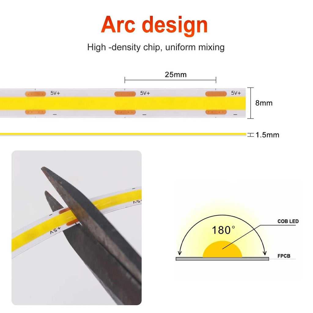 5V USB COB LED Strip Light with 3Key Dimmer 320LEDs/m Flexible Tape Natural Warm White for Room TV Mirror Backlight Cabinet Lamp The jack market .AU The jack market .AU Home $ 50 136:173#Warm White;380:201451169#0.5m