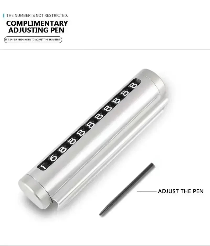 Car Temporary Parking Number Plate Black Aluminium Alloy Material Roller Adjustable Car Parking Plate Car Supplies