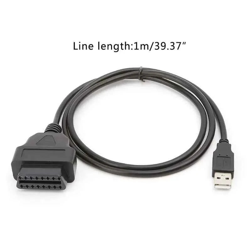 1 Meter Long OBD2 16PIN Female Head to USB Charger Cable for HUD Diaplsy GPS Tracker Get Power Connector Car 16 Pin OBD Adapter