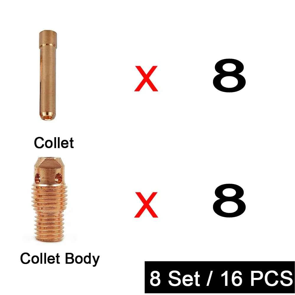 Argon Welding Torch Consumable Collet Body 1.0mm 1.6mm 2.0mm 2.4mm 3.2mm 4.0mm WP9 WP20 WP25 TIG Tungstens Electrodes Collet