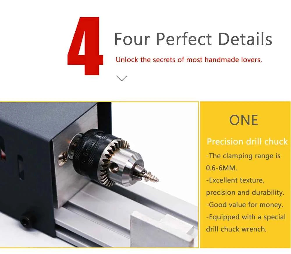 Mini Lathe Machine by [Brand Name] - Versatile Woodturning & Polishing Tool, Adjustable for Creative Projects, 110V-240V