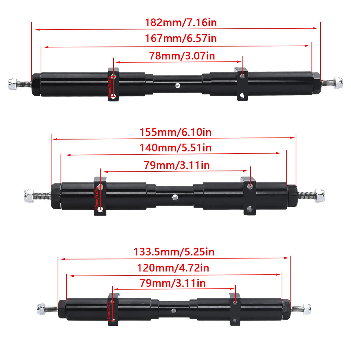 CNC Metal Unpowered Rear Axle 133.5mm/155mm/182mm For 1/14 Tamiya Tractor Trailer Truck 1/10 RC Car DIY Parts Upgrades