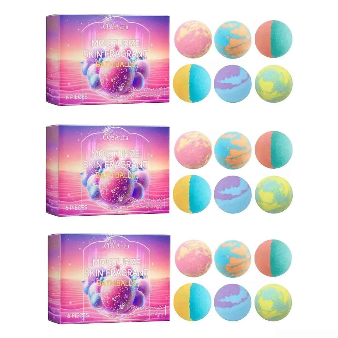 Colorful Bliss Bath Balls Set - 6 Scented Moisturizing & Exfoliating Spa Treats for Relaxation and Skin Renewal