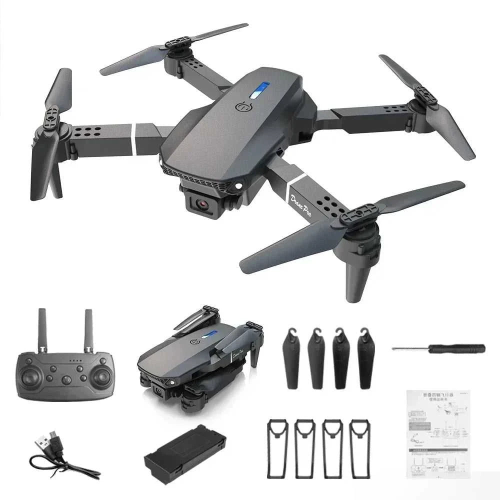 Foldable E88 Mini Drone with 4K HD Camera WiFi FPV Function RC Quadcopter Aircraft Toy Ideal Gift for Both Kids and Adults The jack market .AU The jack market .AU Drones $ 71 14:691#Gray-Dual-4K-Bag