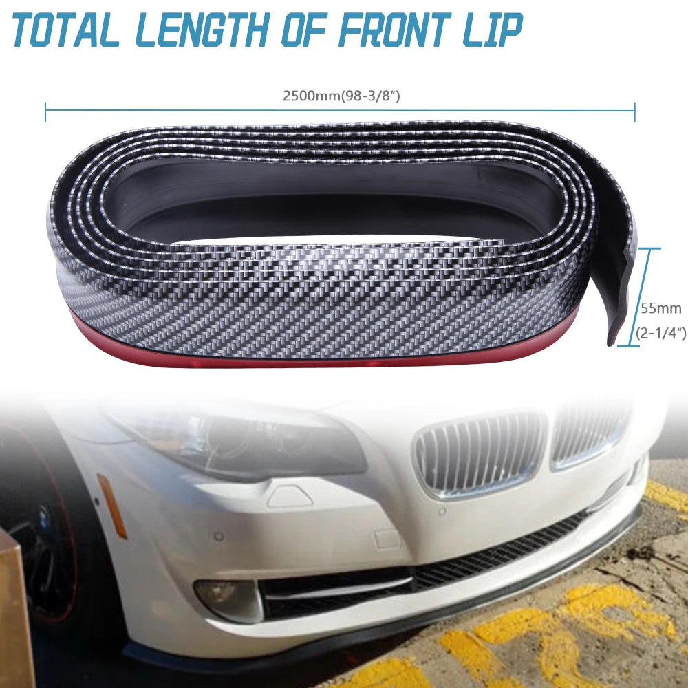 2.5m Car Bumper Protector Rubber Auto Car Front Bumper Guards Lip Mouldings Splitter Chin Body Auto Bumper Strip