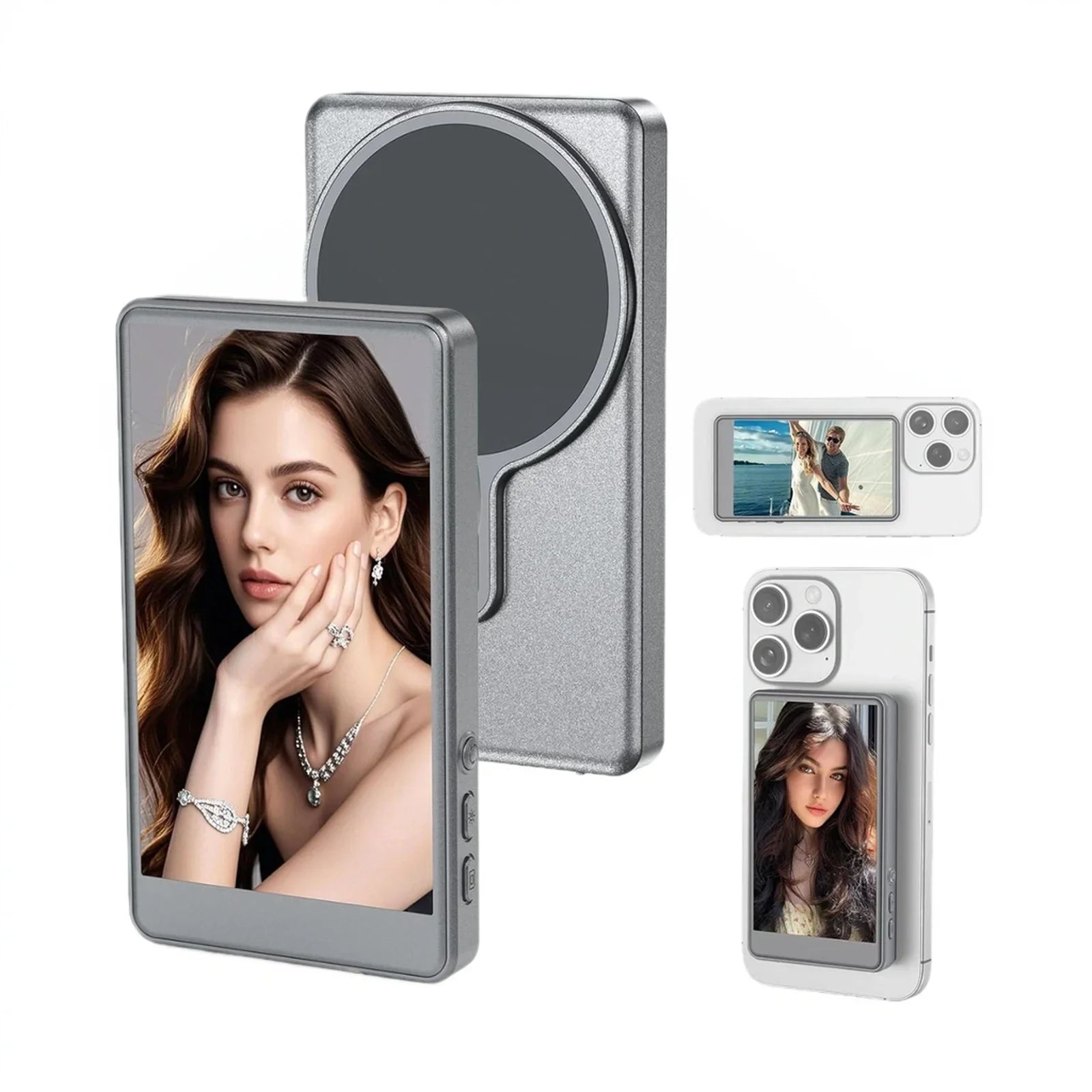 Wireless Magnetic Mount Vlog Selfie Monitor Screen Phone Rear Camera Selfie WiFi Bluetooth Connection for Selfie Live Vlog