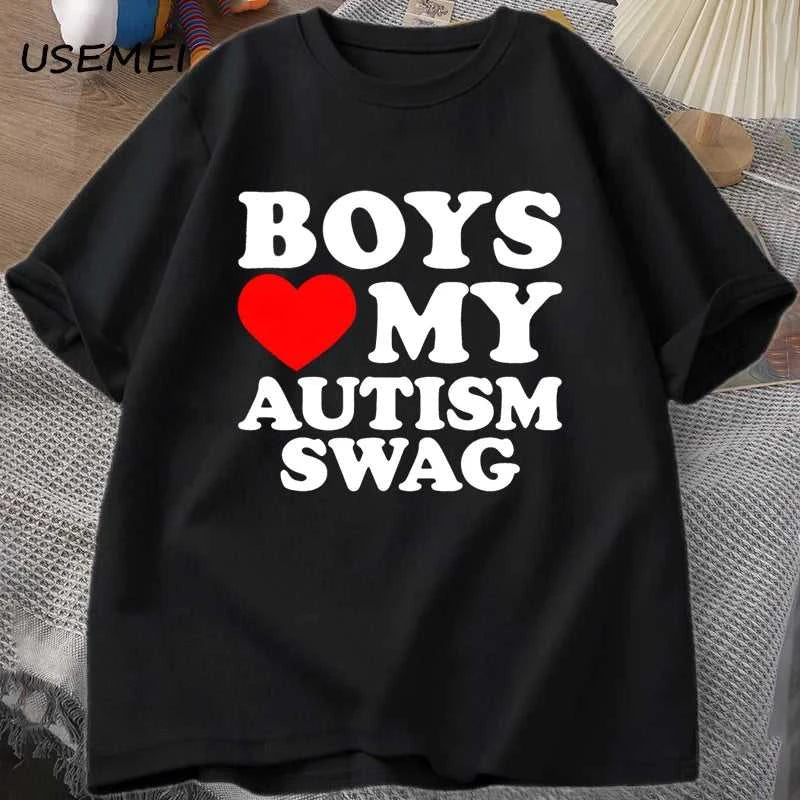 Girls Boys Love My Autism Swag T Shirt Women Men Funny Autistic Girls Awareness Idea T-Shirt Couple Lover Short Sleeve Tees The jack market .AU The jack market .AU Men Fashion $ 30 14:193;5:100014064